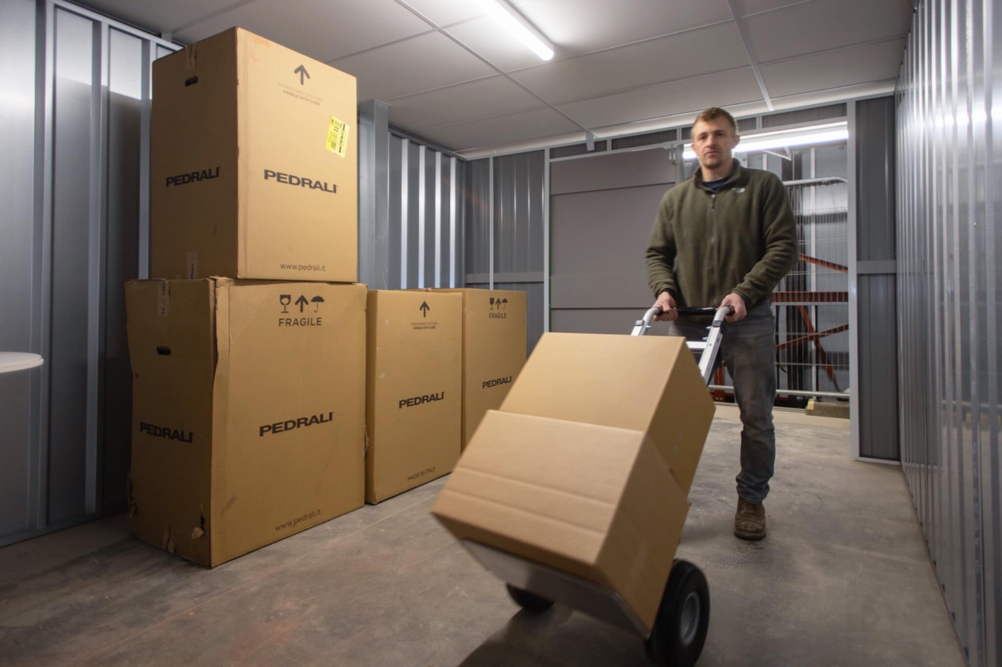 Man inside his storage unit