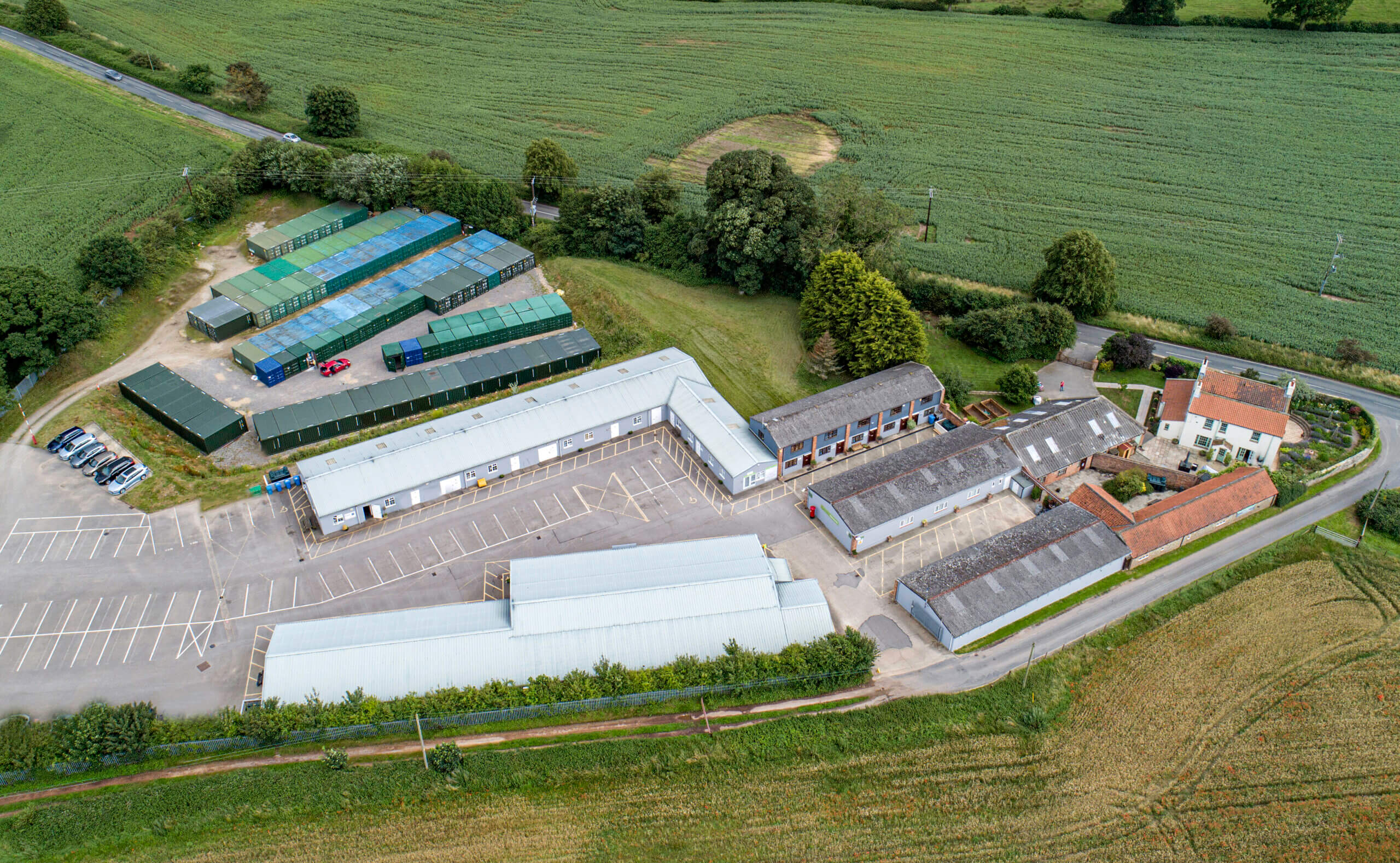 Birdseye view of the Ripon SCA Self Storage facility