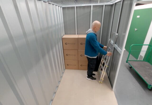 Customer filling up a safe and secure storage unit
