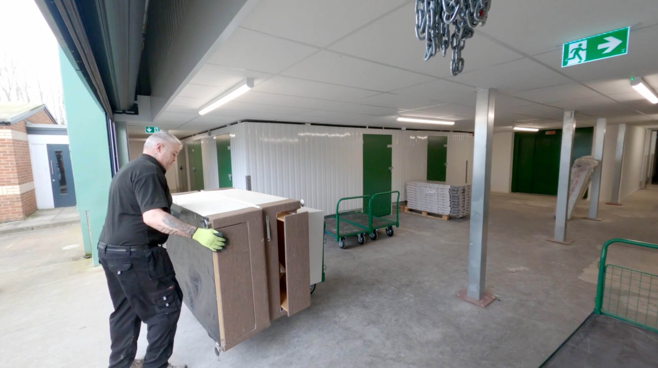 Removal man entering the storage facility